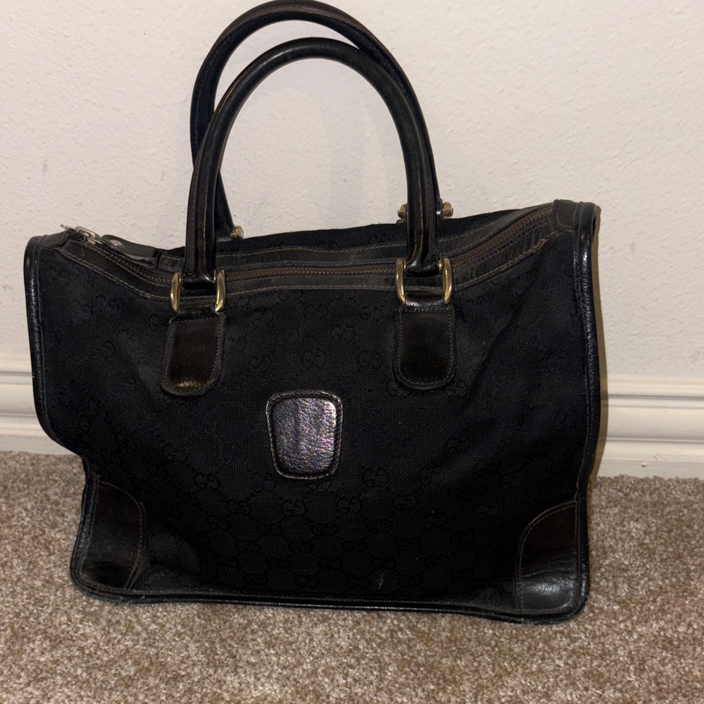 Gucci Black Canvas and Leather Handbag